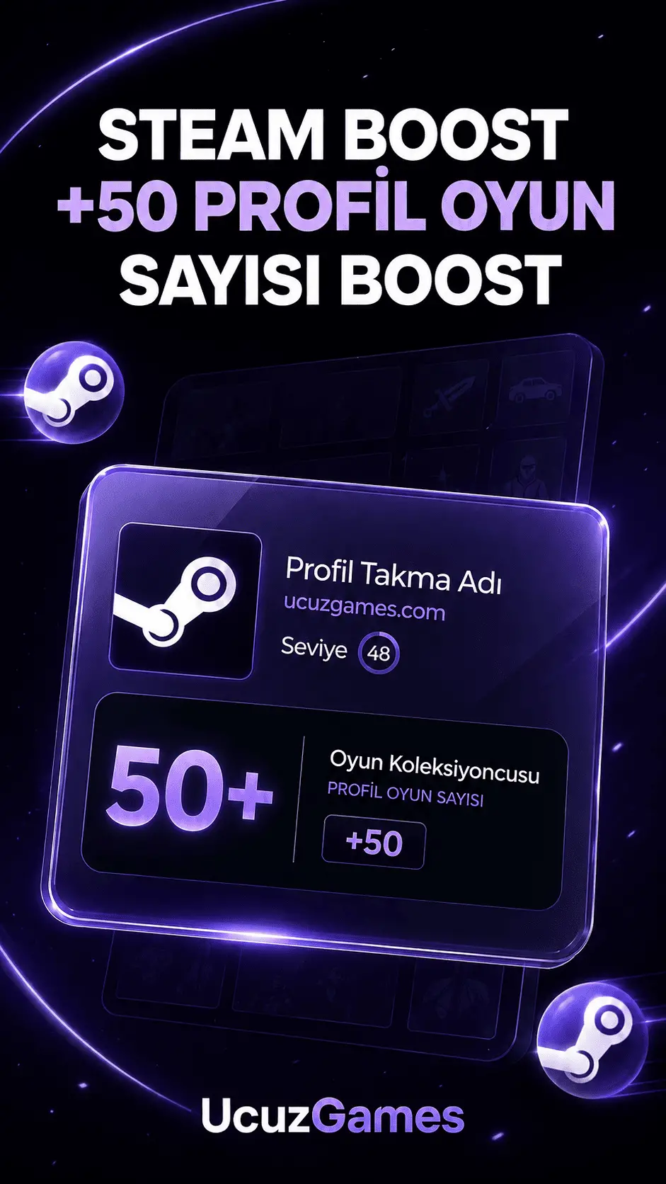 +50 Steam Profil Oyun Sayısı Boost