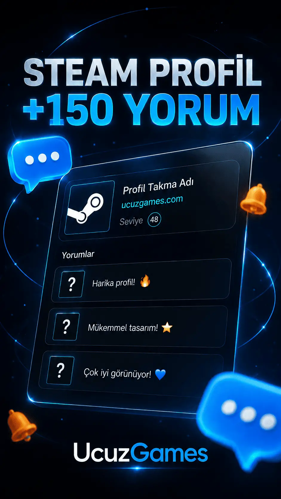+150 Steam Profil Yorum Boost