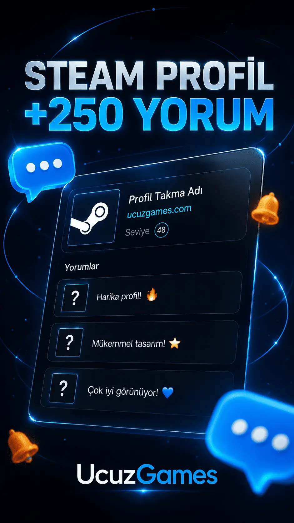 +250 Steam Profil Yorum Boost