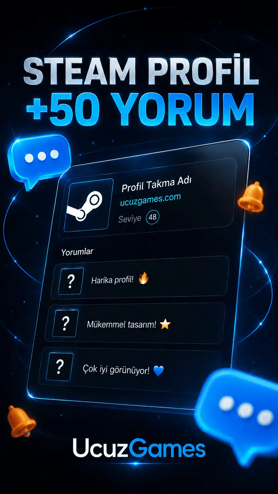 +50 Steam Profil Yorum Boost